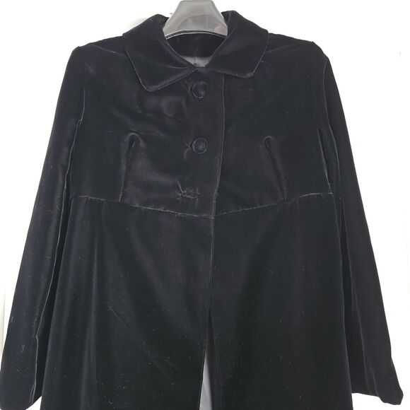 Candi Wrap Vintage 70s Lined Black Velvet Maxi Opera Coat USA Whimsigoth Goth S - Picture 2 of 12